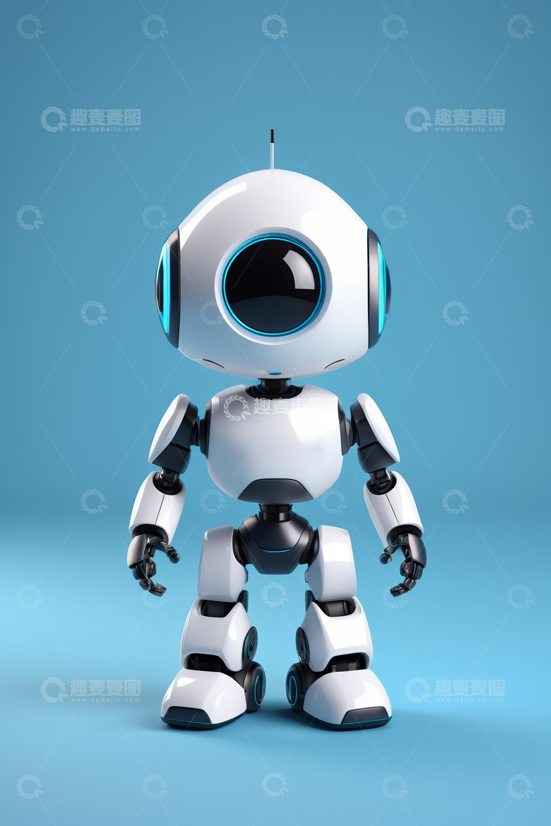 高清大图下载【趣麦麦图】白色机器人正面展示