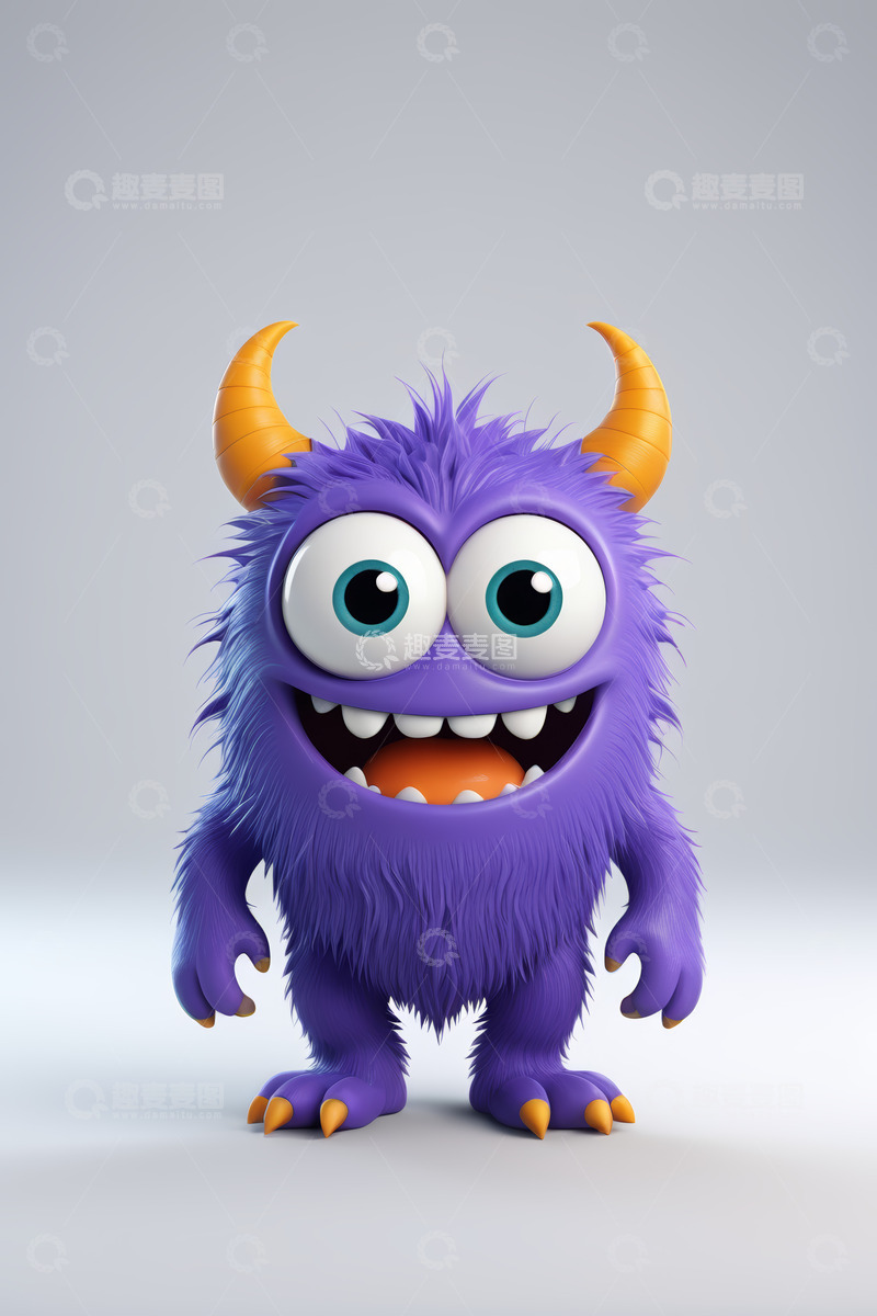 高清大图下载【趣麦麦图】紫色卡通怪物形象