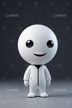 3D卡通角色白色小人站立形象