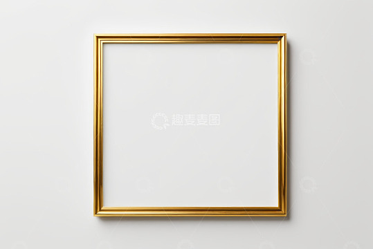 白色背景上的金色方形画框