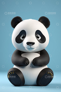 可爱3D熊猫坐姿形象