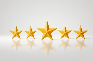 五颗金色立体星星排列