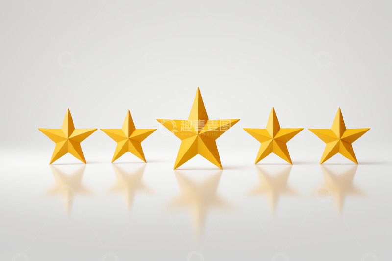 高清大图下载【趣麦麦图】五颗金色立体星星排列