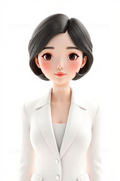 职业女性3D卡通形象特写
