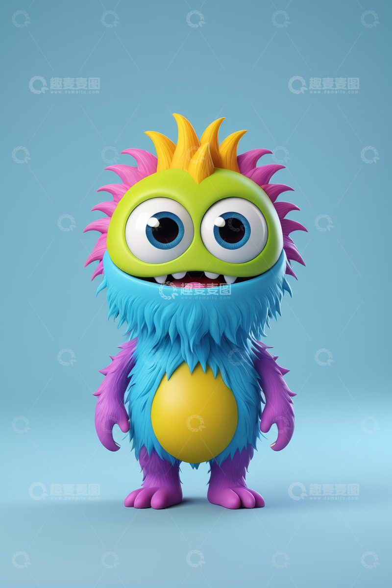 高清大图下载【趣麦麦图】彩色卡通怪物形象