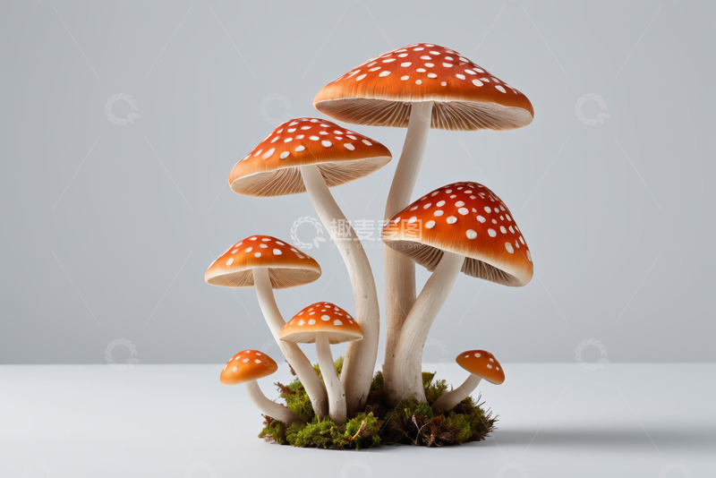 高清大图下载【趣麦麦图】橙白斑点蘑菇微距特写