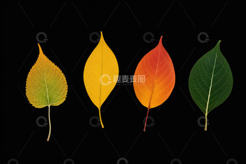 高清大图下载【趣麦麦图】不同颜色树叶特写素材