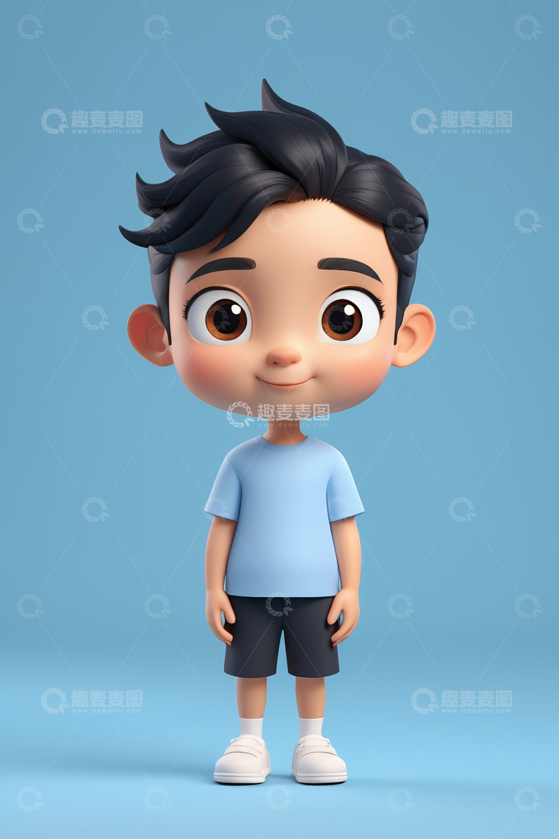 高清大图下载【趣麦麦图】卡通男孩站立形象