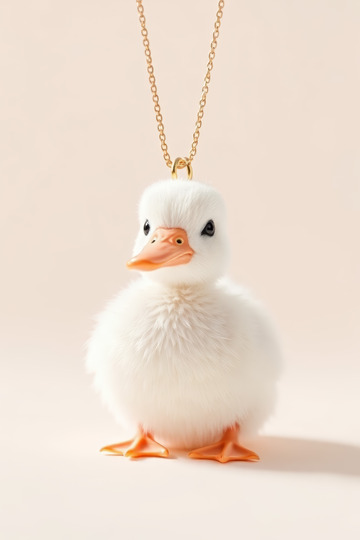 小鸭子造型项链吊坠特写