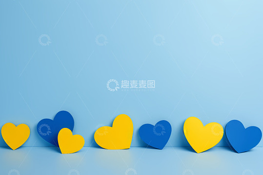 蓝色背景上的心形图案