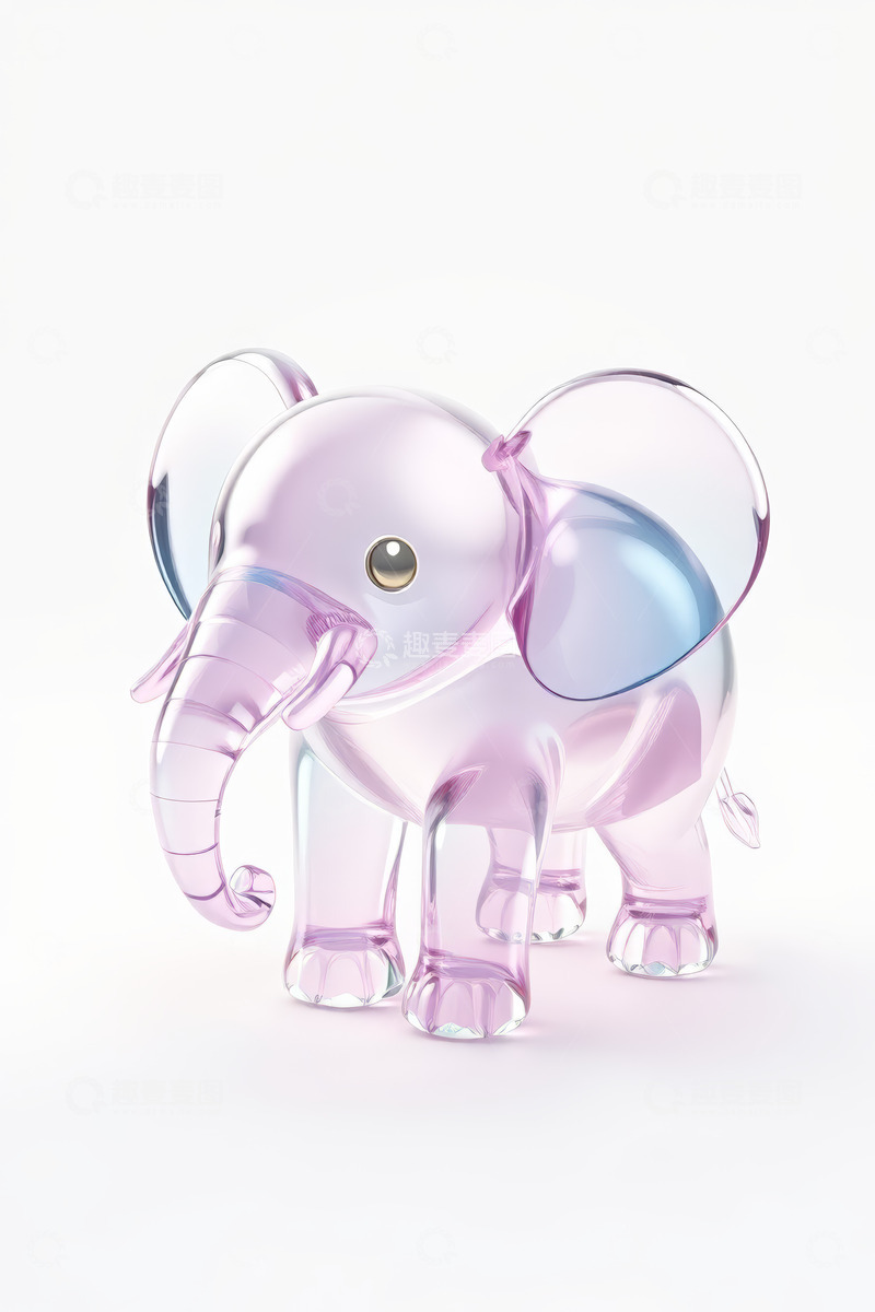 高清大图下载【趣麦麦图】透明粉色大象摆件