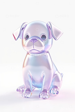 透明质感小狗3D渲染图像