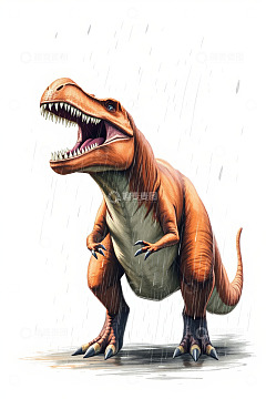 雨中咆哮的霸王龙插画