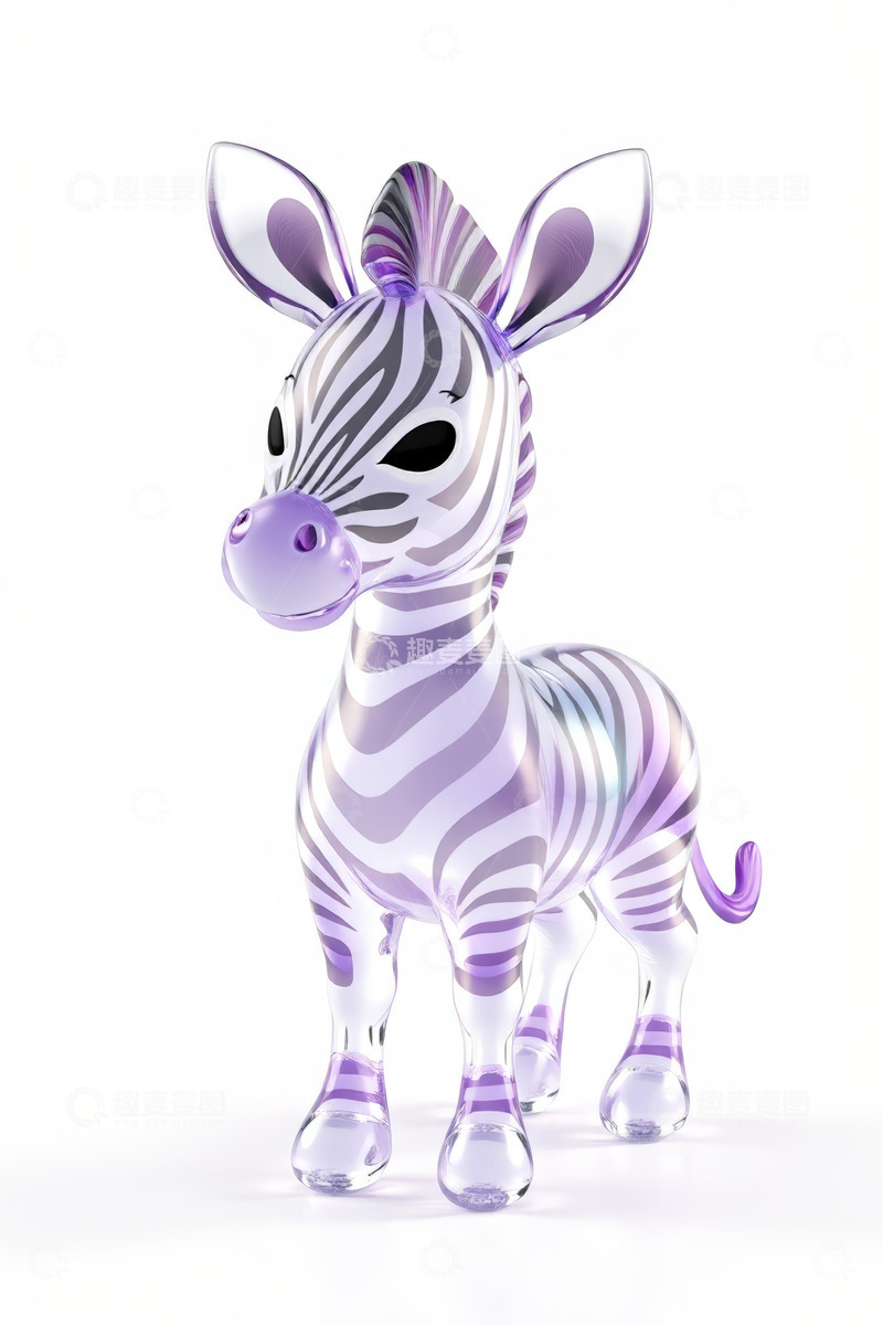 高清大图下载【趣麦麦图】透明紫色斑马3D模型