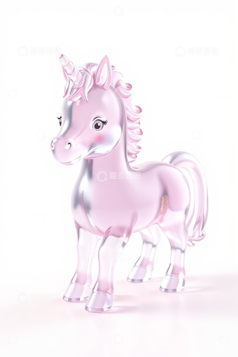 高清大图下载【趣麦麦图】粉色透明独角兽模型
