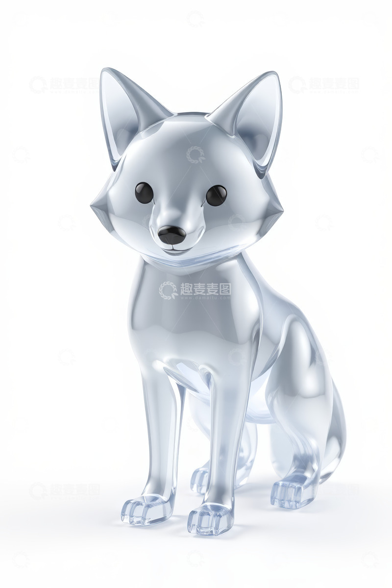 高清大图下载【趣麦麦图】透明狐狸摆件静物展示