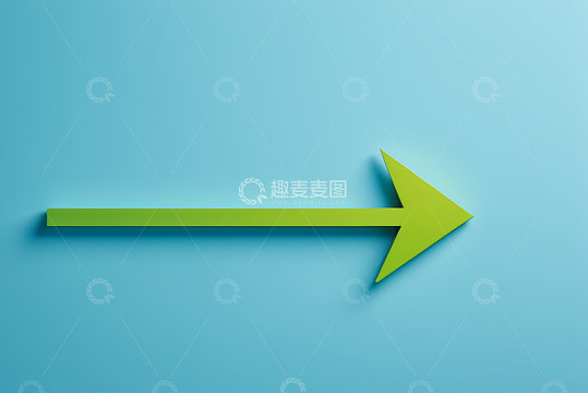 蓝色背景上的绿色箭头符号