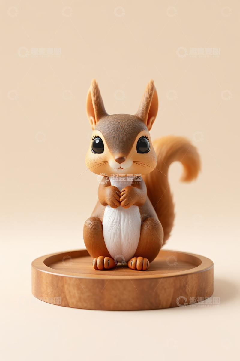 高清大图下载【趣麦麦图】可爱卡通松鼠摆件特写