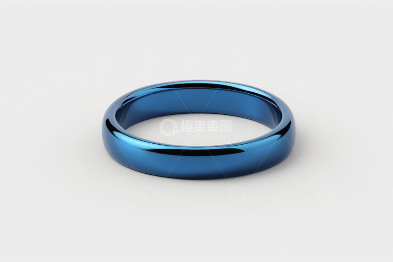 高清大图下载【趣麦麦图】蓝色金属戒指特写