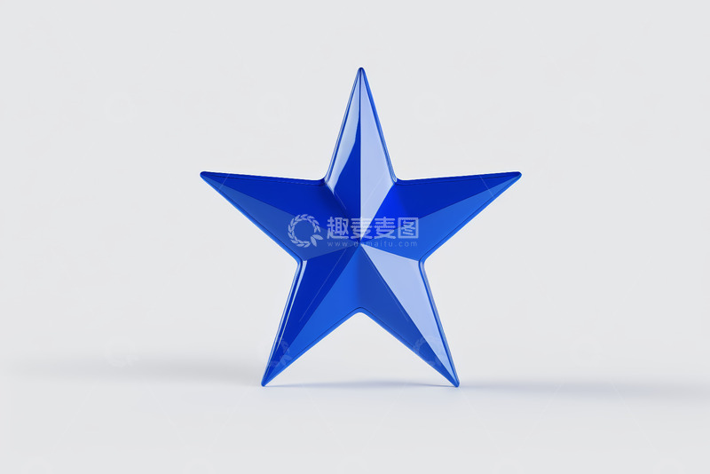 高清大图下载【趣麦麦图】蓝色立体五角星图标