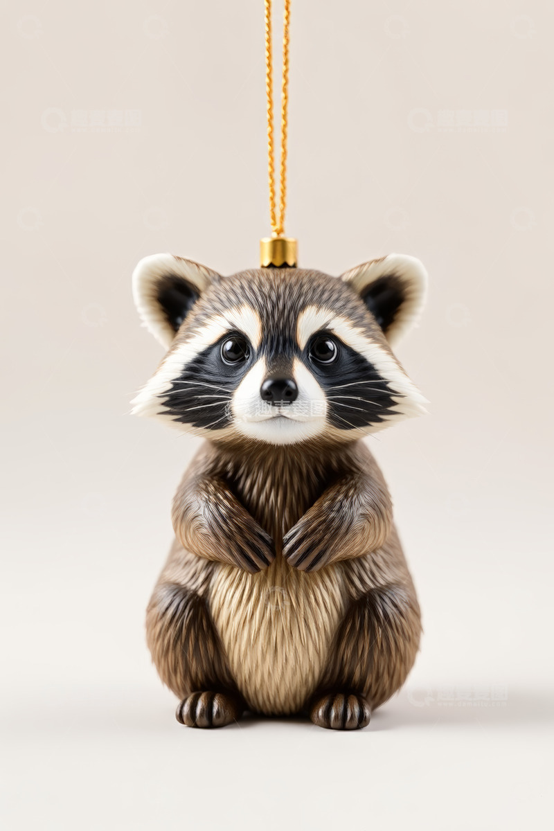 高清大图下载【趣麦麦图】悬挂式浣熊造型圣诞装饰品
