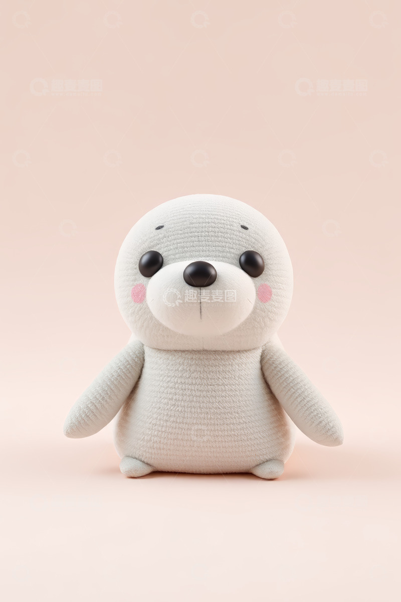 高清大图下载【趣麦麦图】白色可爱海豹毛绒玩具
