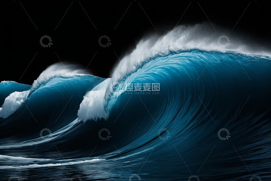 蓝色海洋巨大海浪景象