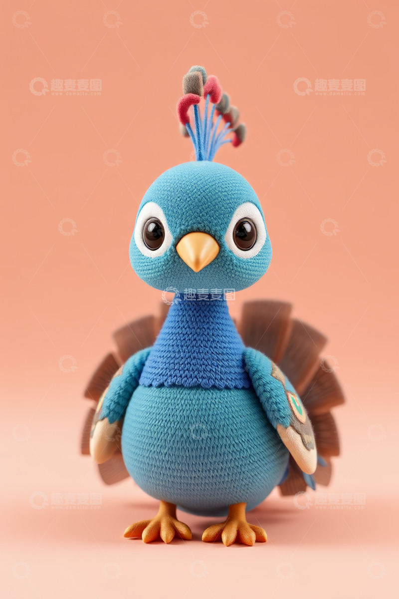 高清大图下载【趣麦麦图】蓝色动画小鸟毛绒玩具形象