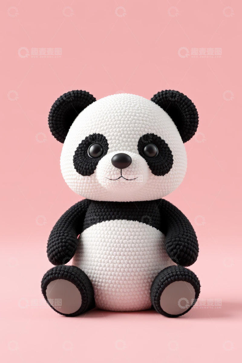 高清大图下载【趣麦麦图】可爱熊猫毛绒玩具特写