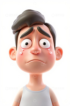 卡通男人委屈表情特写