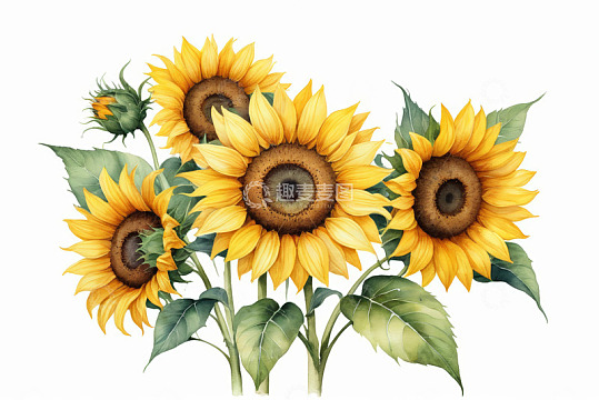 黄色向日葵花卉插画素材