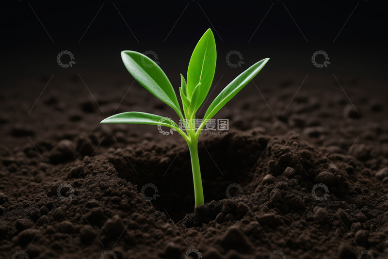 高清大图下载【趣麦麦图】破土而出的绿色幼苗