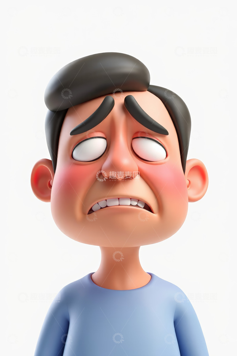 高清大图下载【趣麦麦图】3D卡通人物面部表情特写