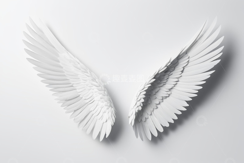 高清大图下载【趣麦麦图】白色立体天使翅膀设计素材