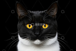 黑白猫特写