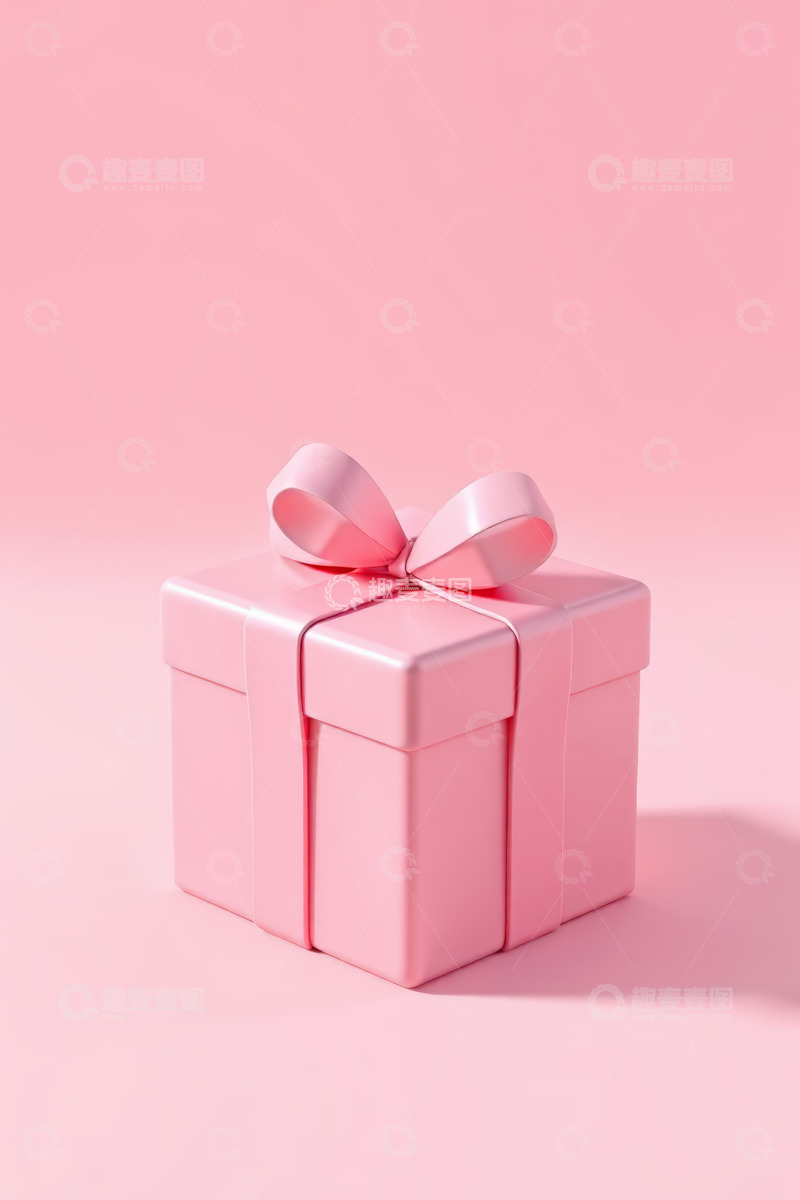 高清大图下载【趣麦麦图】粉色礼品盒带蝴蝶结装饰