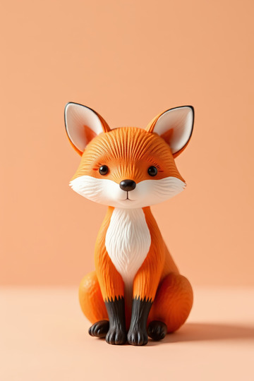 橙色狐狸雕塑摆件特写