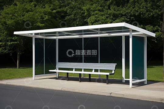 户外街道旁的公交候车亭