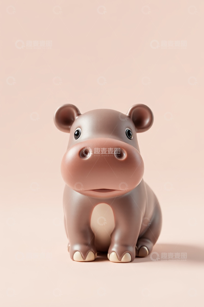 高清大图下载【趣麦麦图】可爱河马卡通摆件特写