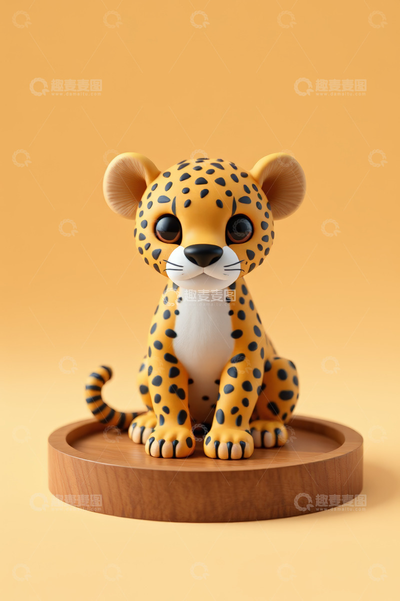 高清大图下载【趣麦麦图】可爱卡通小猎豹摆件