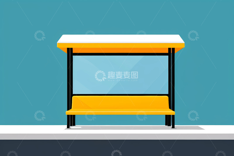高清大图下载【趣麦麦图】黄色公交候车亭插图
