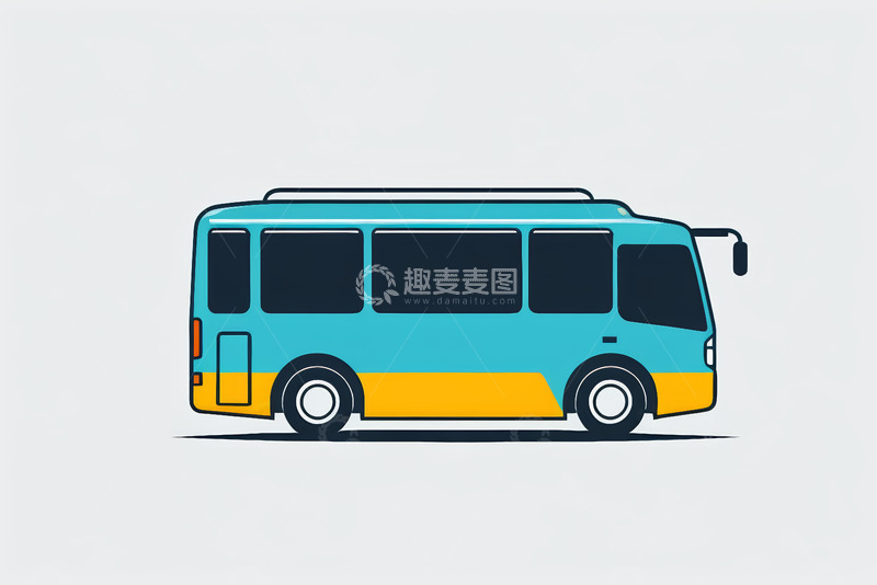 高清大图下载【趣麦麦图】-蓝色黄色相间公交动画素材