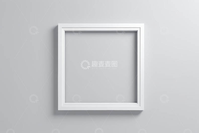 高清大图下载【趣麦麦图】白色框架挂于灰色背景