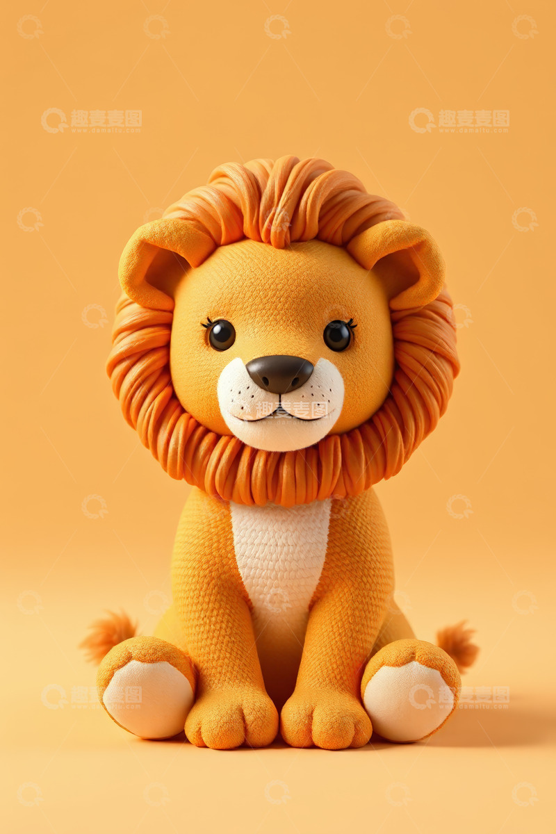 高清大图下载【趣麦麦图】橙色可爱卡通狮子玩偶