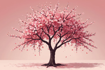 盛开的粉色樱花树