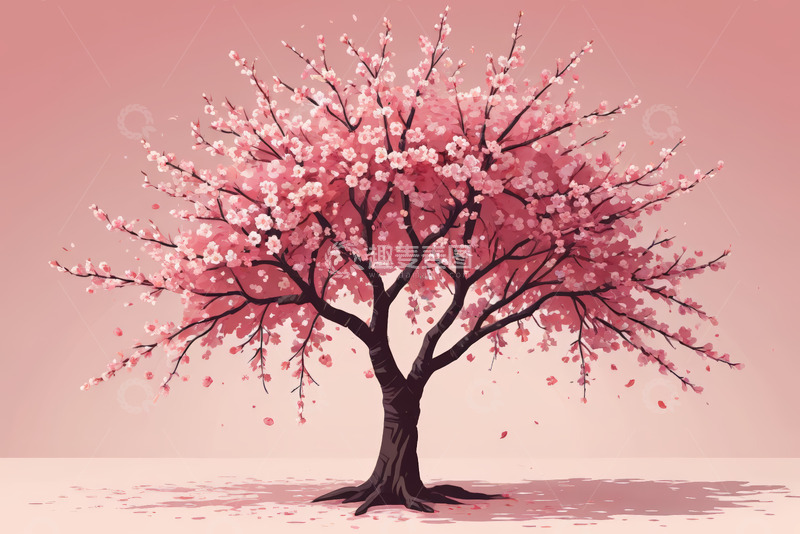 高清大图下载【趣麦麦图】盛开的粉色樱花树