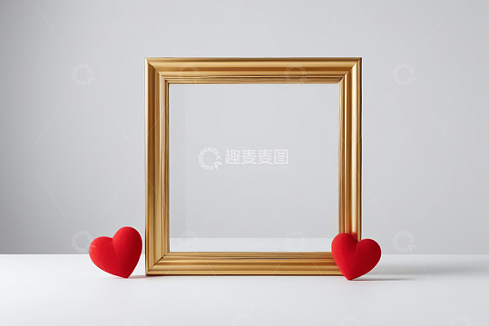 金色相框配红心装饰素材