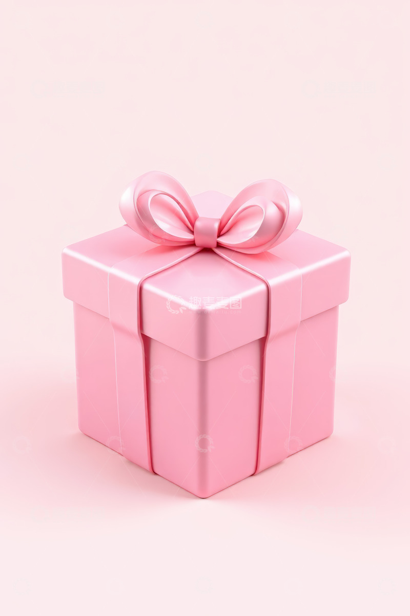 高清大图下载【趣麦麦图】粉色礼物盒带蝴蝶结装饰