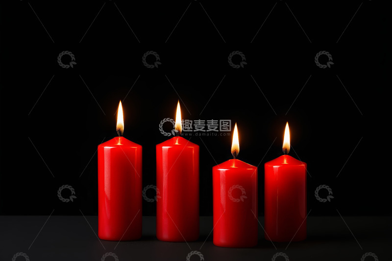 高清大图下载【趣麦麦图】红色点燃蜡烛特写