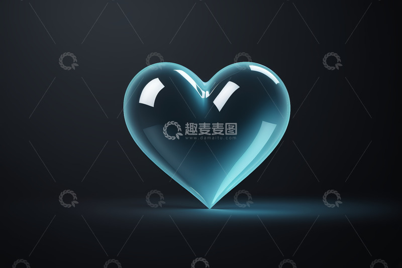 高清大图下载【趣麦麦图】蓝色心形立体图标素材